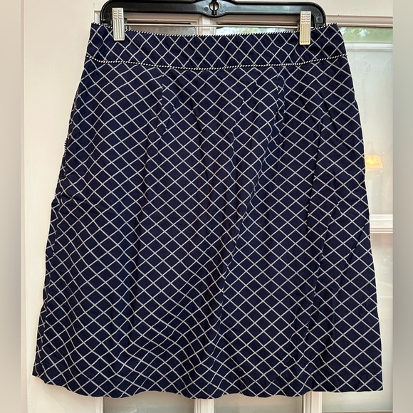 Vintage L.L. Bean Navy Coastal Nautical Anchor Cotton Skirt Size 8 Medium M - Picture 7 of 12